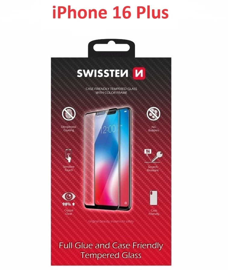 Swissten viso veido grūdintas stiklas, skirtas Apple iPhone 16 Plus