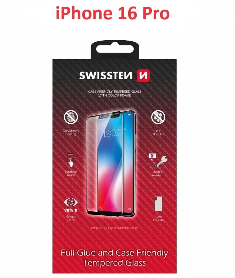 Swissten viso veido grūdintas stiklas, skirtas Apple iPhone 16 Pro