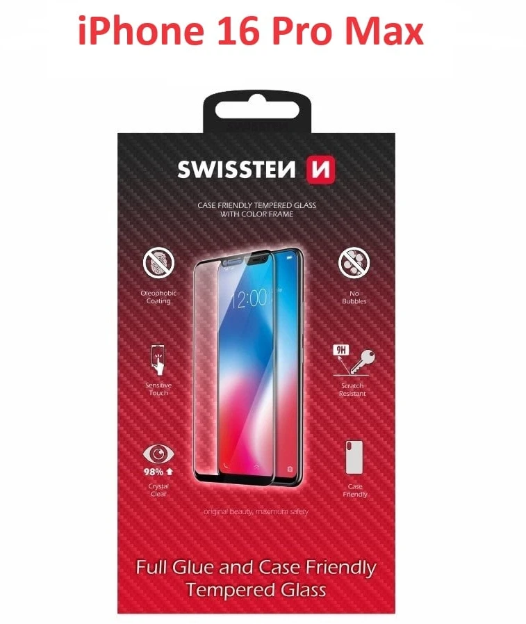 Swissten viso veido grūdintas stiklas, skirtas Apple iPhone 16 Pro Max