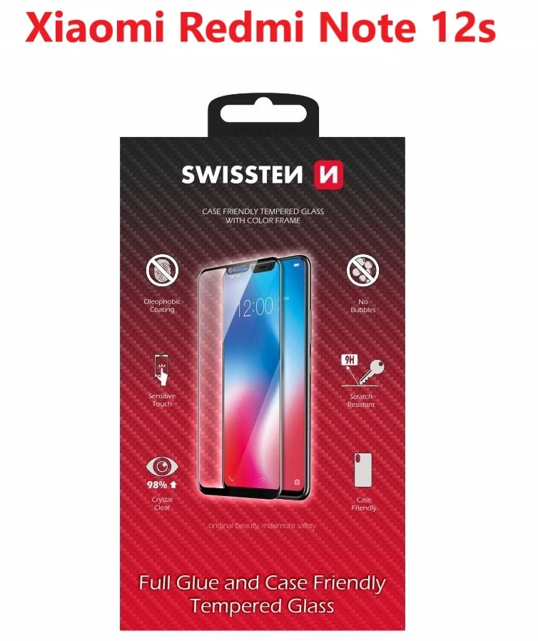 SWISSTEN FULL GLUE COLOR FRAME CASE FRIENDLY pro XIAOMI REDMI NOTE 12s juoda