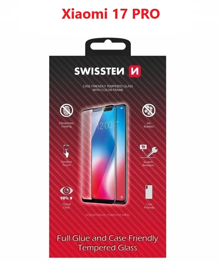 „Swissten“ viso veido spalvotas rėmelis grūdintas stiklas, skirtas „Xiaomi 17 Pro 5G“