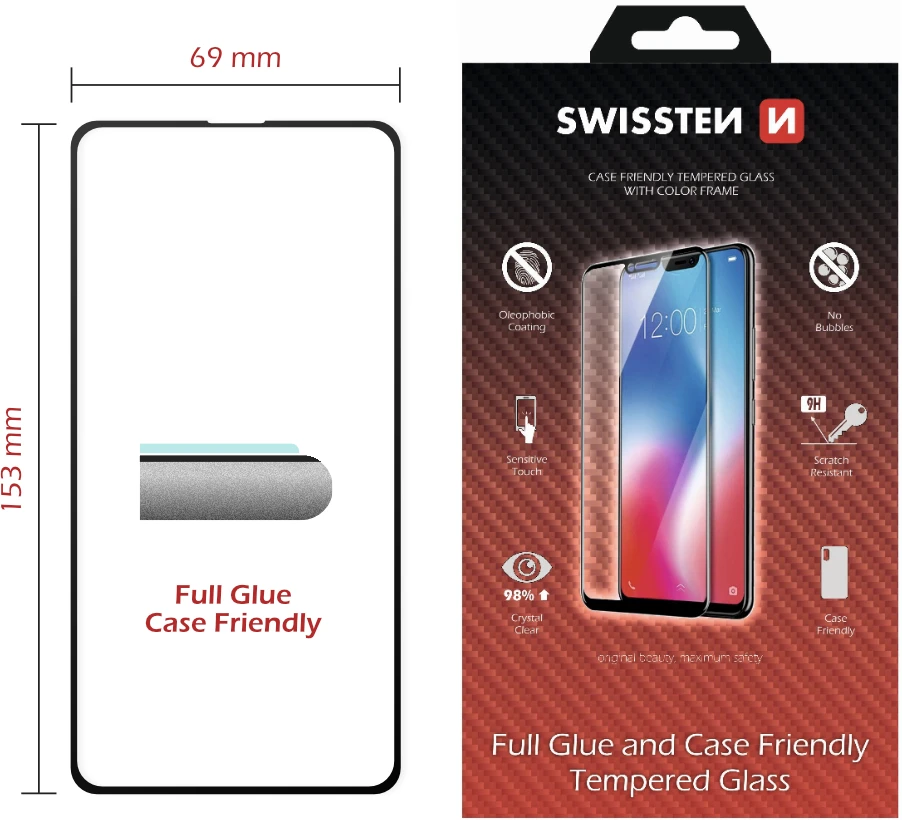 SWISSTEN FULL GLUE COLOR FRAME CASE FRIENDLY sklo pro SAMSUNG G780 GALAXY S20 FE juoda