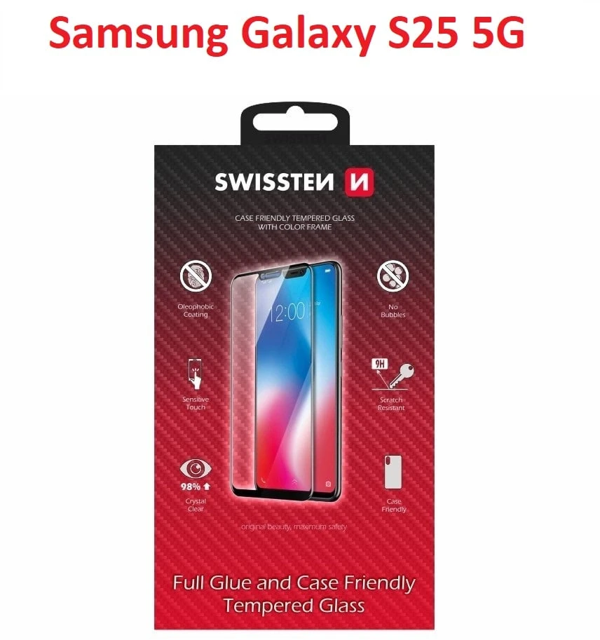 „Swissten“ grūdintas viso veido stiklas, skirtas „Samsung Galaxy S25“