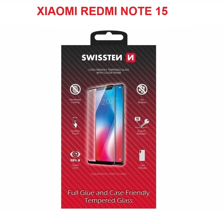„Swissten“ viso veido spalvotas rėmelis grūdintas stiklas, skirtas „Xiaomi Redmi Note 15 5G“