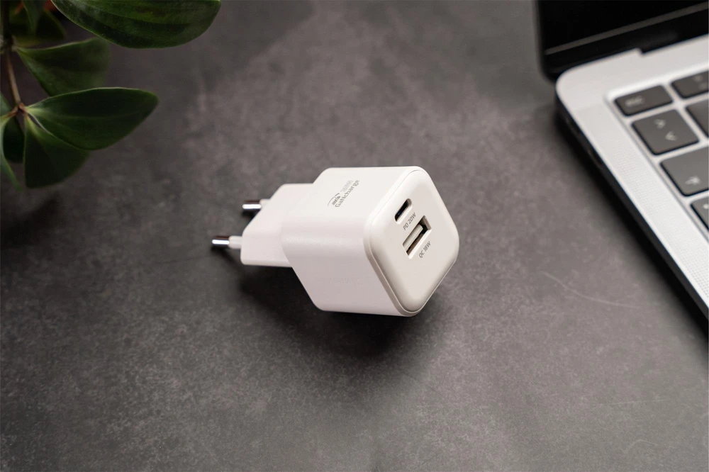 Swissten kelioninis įkroviklis GaN USB-C 20W PD / USB-A 18W QC