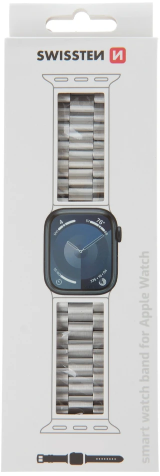 Swissten Išmaniojo laikrodžio Apple 1/2/3/4/5/6/SE dirželis, Sidabrinės spalvos, 38/40mm