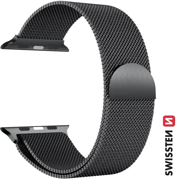 Swissten metalinis dirželis, skirtas Apple Watch 1/2/3/4/5/6/SE / 42-44 mm, Juodos spalvos