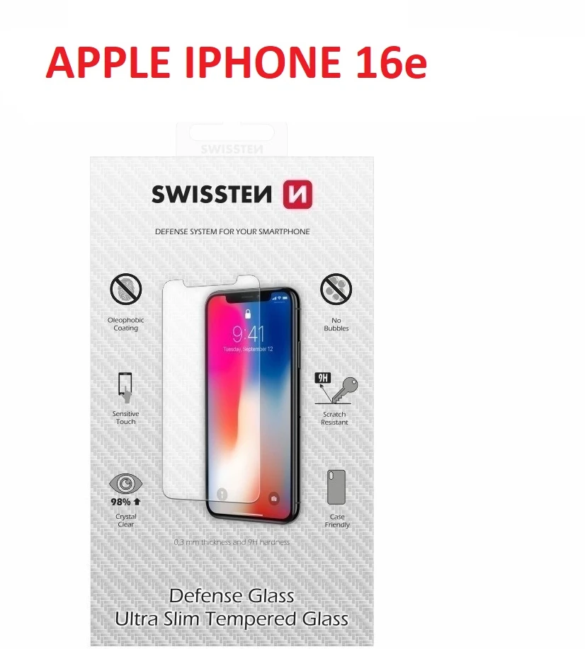 „Swissten“ itin plonas grūdintas stiklas, skirtas „Apple iPhone 16e“