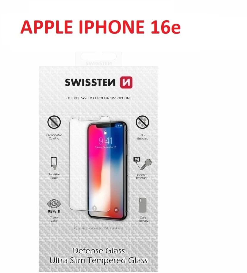 „Swissten“ itin plonas grūdintas stiklas, skirtas „Apple iPhone 16e“