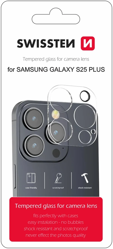 „Swissten“ grūdintas stiklas „Samsung Galaxy S25 Plus 5G“ kameros objektyvui
