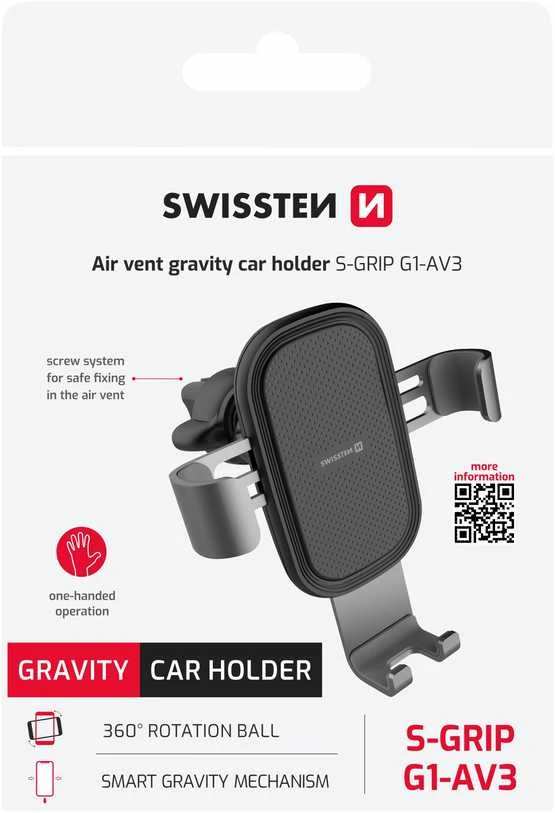 Swissten Automobilinis laikiklis gravity for ventilation groteles / cloud Type G1-AV3 juoda