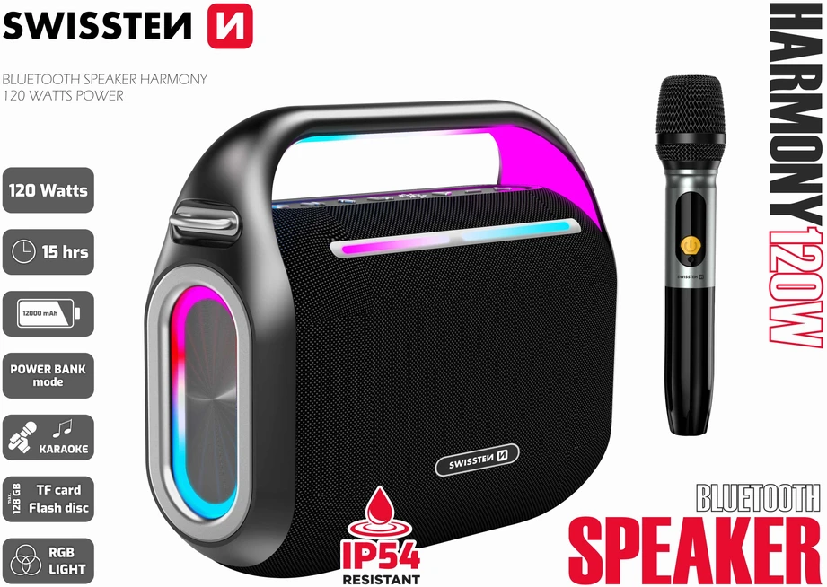 „Swissten Harmony“ „Bluetooth“ garso kalba 120 W