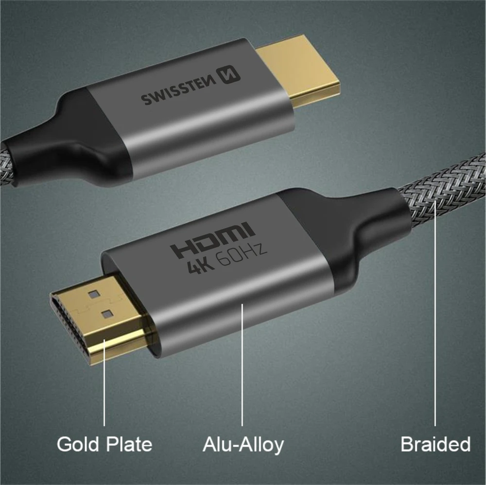 Swissten HDMI–HDMI 4K kabelis 1 m