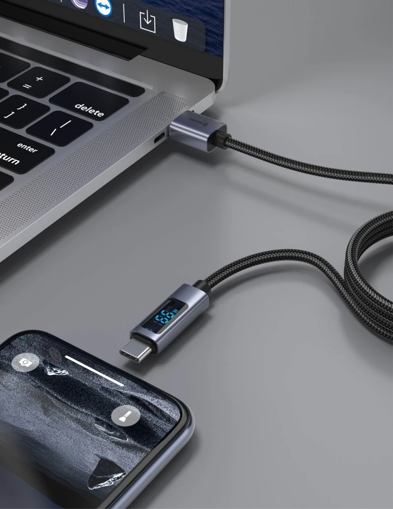 „Swissten LCD“ USB-A–USB-C laidas