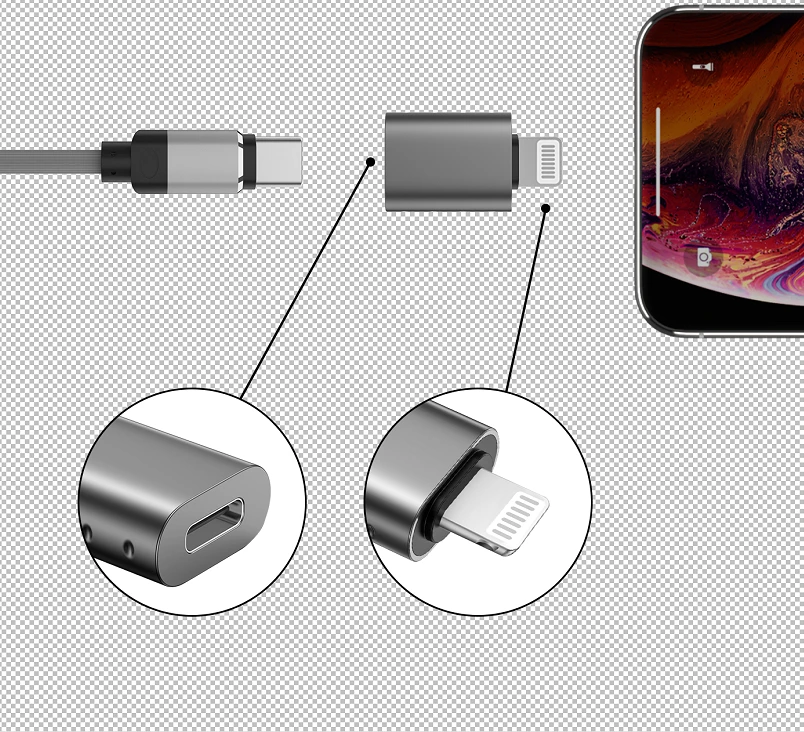 Adapteris USB Swissten USB-C - Lightning Sidabrinė (55500400)