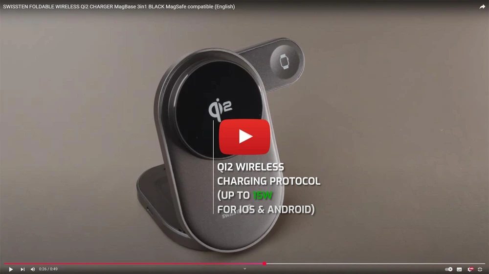 Swissten MagBase 3-in-1 Wireless Charger, Juodas