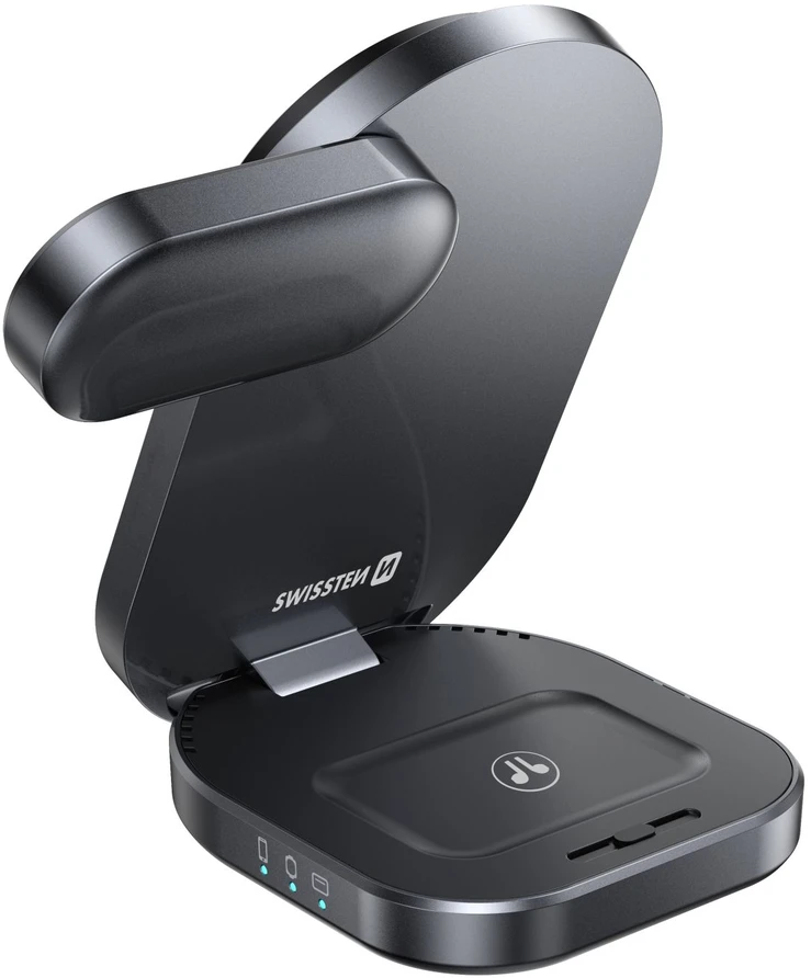 Swissten MagBase 3-in-1 Wireless Charger, Juodas