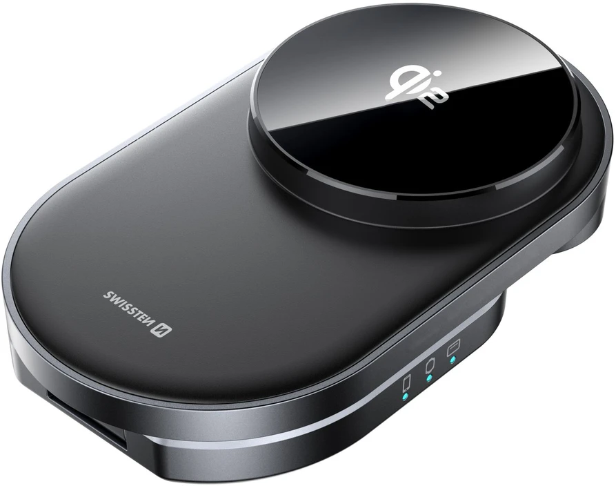 Swissten MagBase 3-in-1 Wireless Charger, Juodas