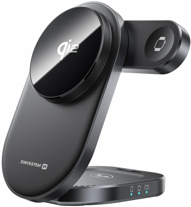 Swissten MagBase 3-in-1 Wireless Charger, Juodas