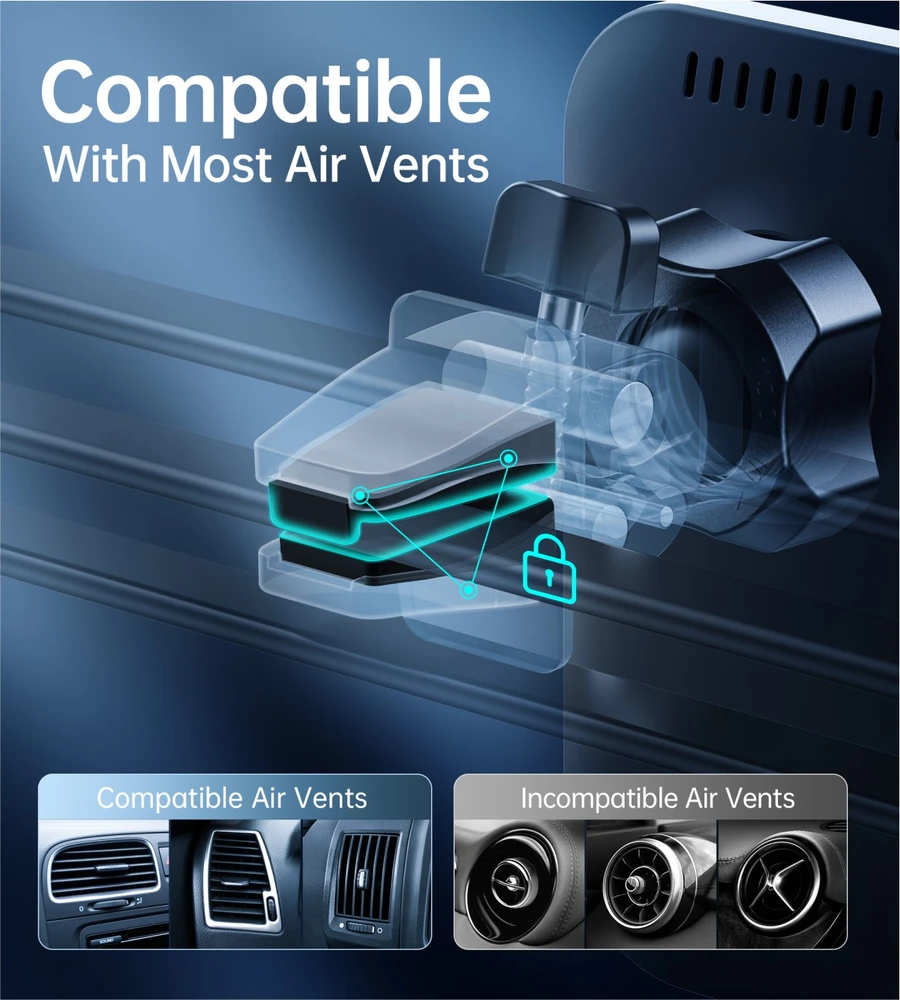Swissten Magsafe Air Vent automobilio laikiklis su 15 W belaidžiu įkrovimu