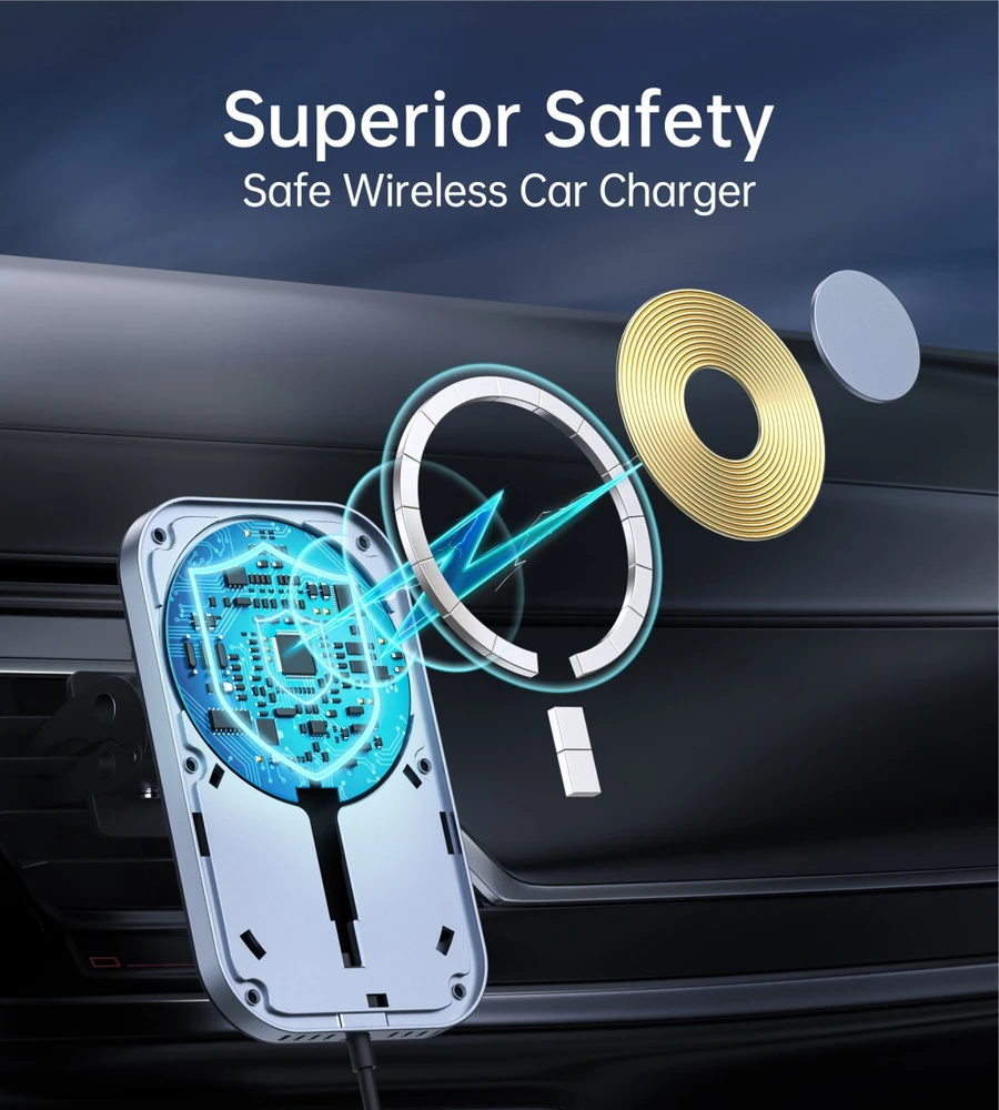 Swissten Magsafe Air Vent automobilio laikiklis su 15 W belaidžiu įkrovimu
