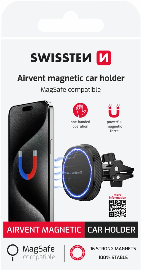 „Swissten MagStick“ kompaktiškas magnetinis automobilio laikiklis (suderinamas su „MagSafe“)