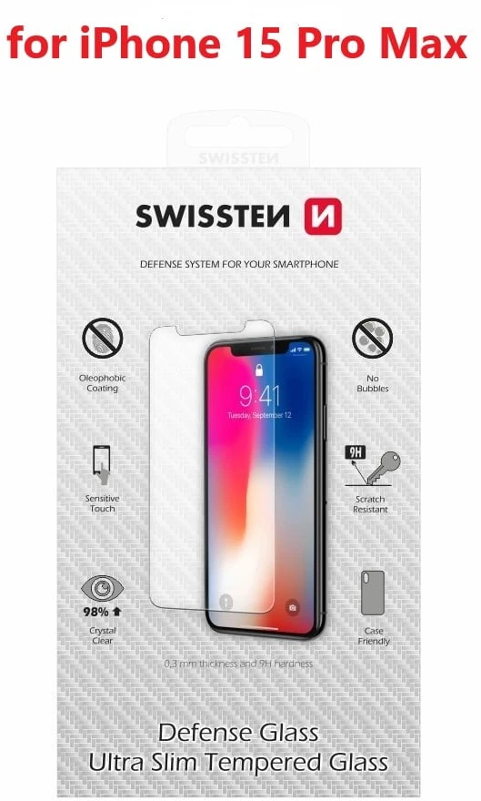 SWISSTEN apsauginis grūdintas stiklas RE 2.5D skirtas Apple iPhone 15 Pro Max