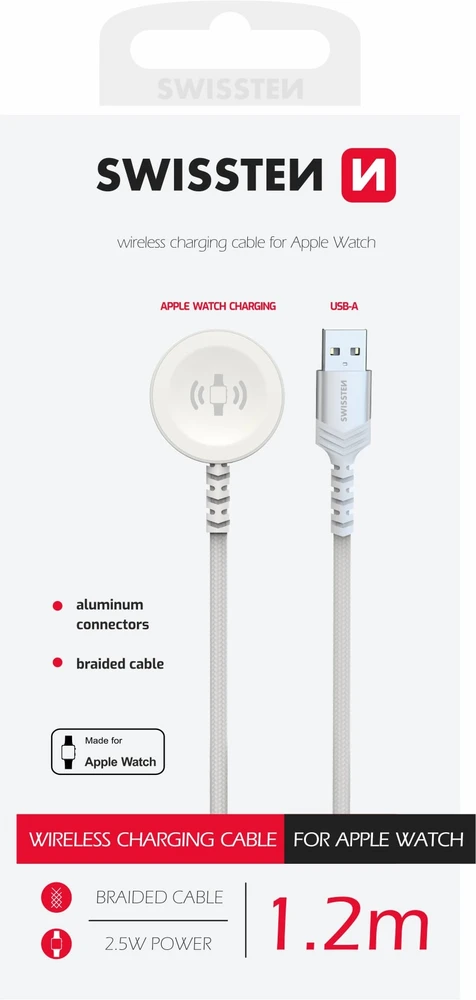 Swissten pintas belaidis magnetinis įkroviklis, skirtas Apple Watch 1,2 m