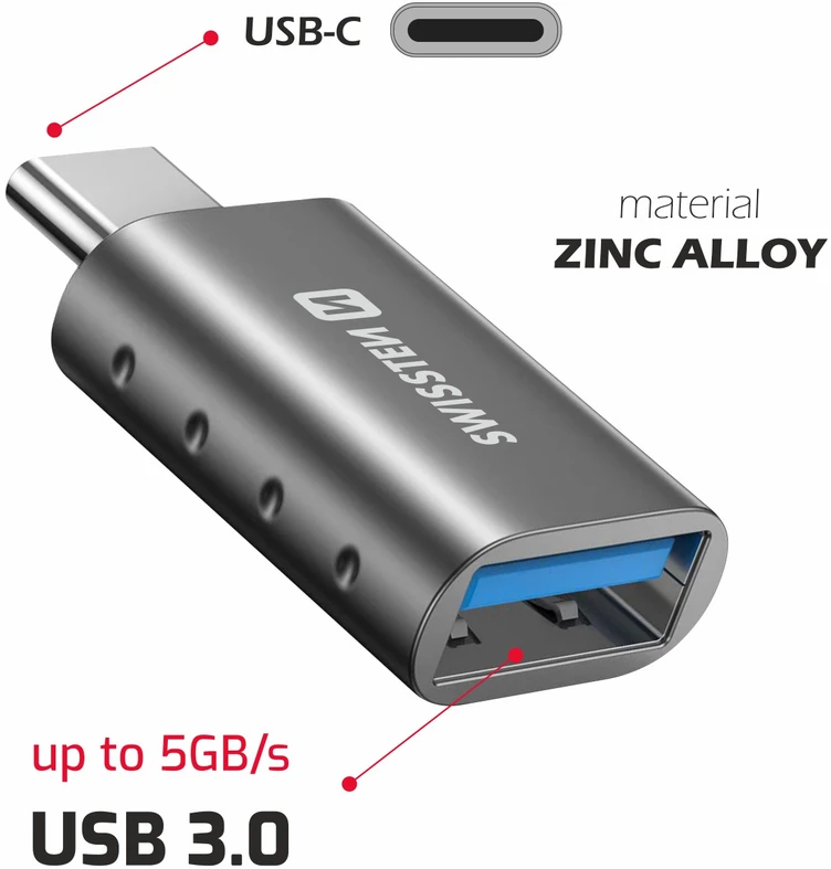 Swissten Adapteris USB Sourcing USB-C - USB Sidabrinė (55500100)