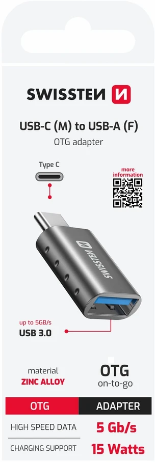 Swissten Adapteris USB Sourcing USB-C - USB Sidabrinė (55500100)