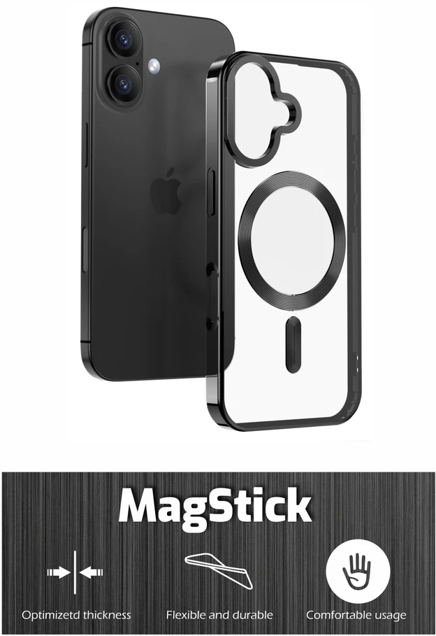 „Swissten Clear Jelly MagStick“ metalinis dėklas, skirtas „Apple iPhone Air“.
