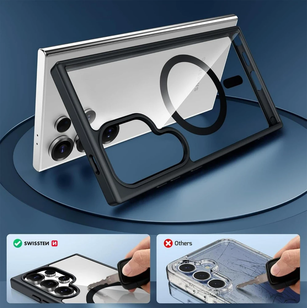 Swissten Clear Jelly Magstick metalinis dėklas, skirtas Samsung Galaxy S25 Ultra 5G