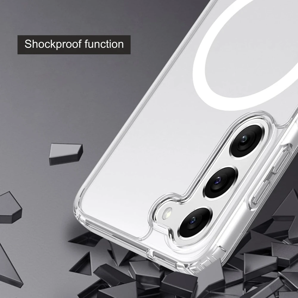 SWISSTEN skaidrus želė MagStick metalinis dėklas, skirtas Samsung Galaxy S26 5G, skaidrus