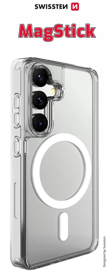SWISSTEN skaidrus želė MagStick metalinis dėklas, skirtas Samsung Galaxy S26 PLUS 5G, skaidrus