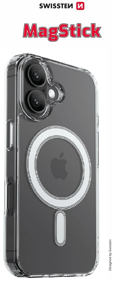 Dėklas „Swissten Clear Jelly Magstick“, skirta „iPhone 16 Transparent“.