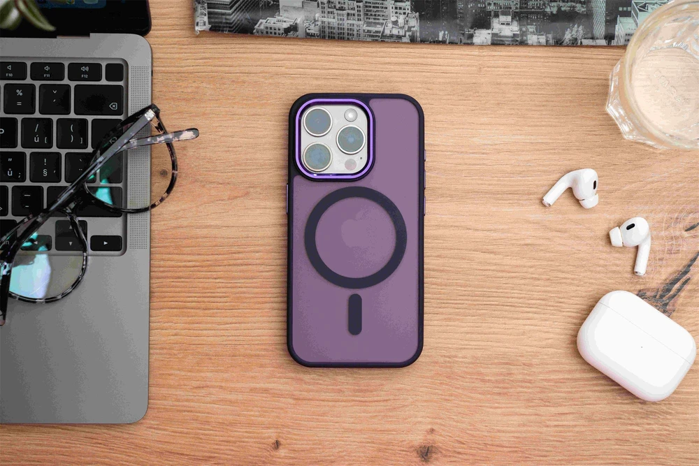 SWISSTEN MagStick FLEX dėklas, skirtas Apple iPhone 15 Pro Max violetinis