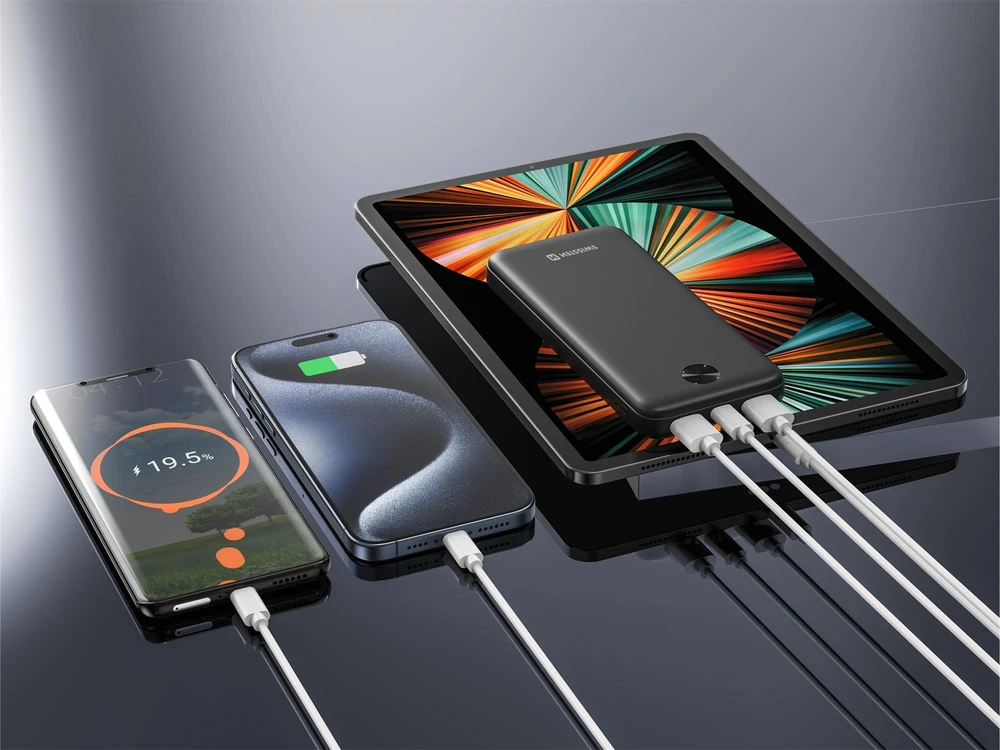 Swissten SWISSTEN, išorinė baterija, WORX, Li-Pol, 5/9/12V, telefonams ir kitiems įrenginiams įkrauti, 22013949, 10000mAh, juoda
