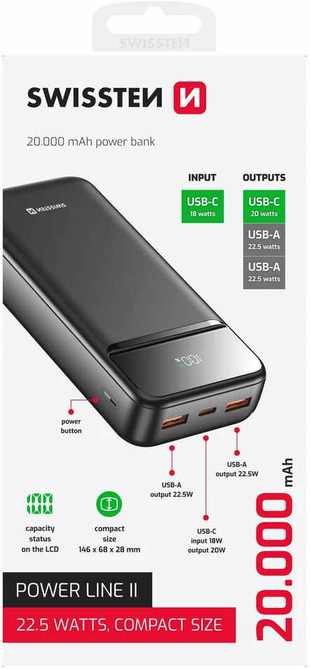 Powerbank Swissten Power Line II 20000 mAh (22013947)