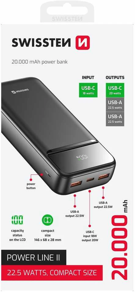 Powerbank Swissten Power Line II 20000 mAh (22013947)