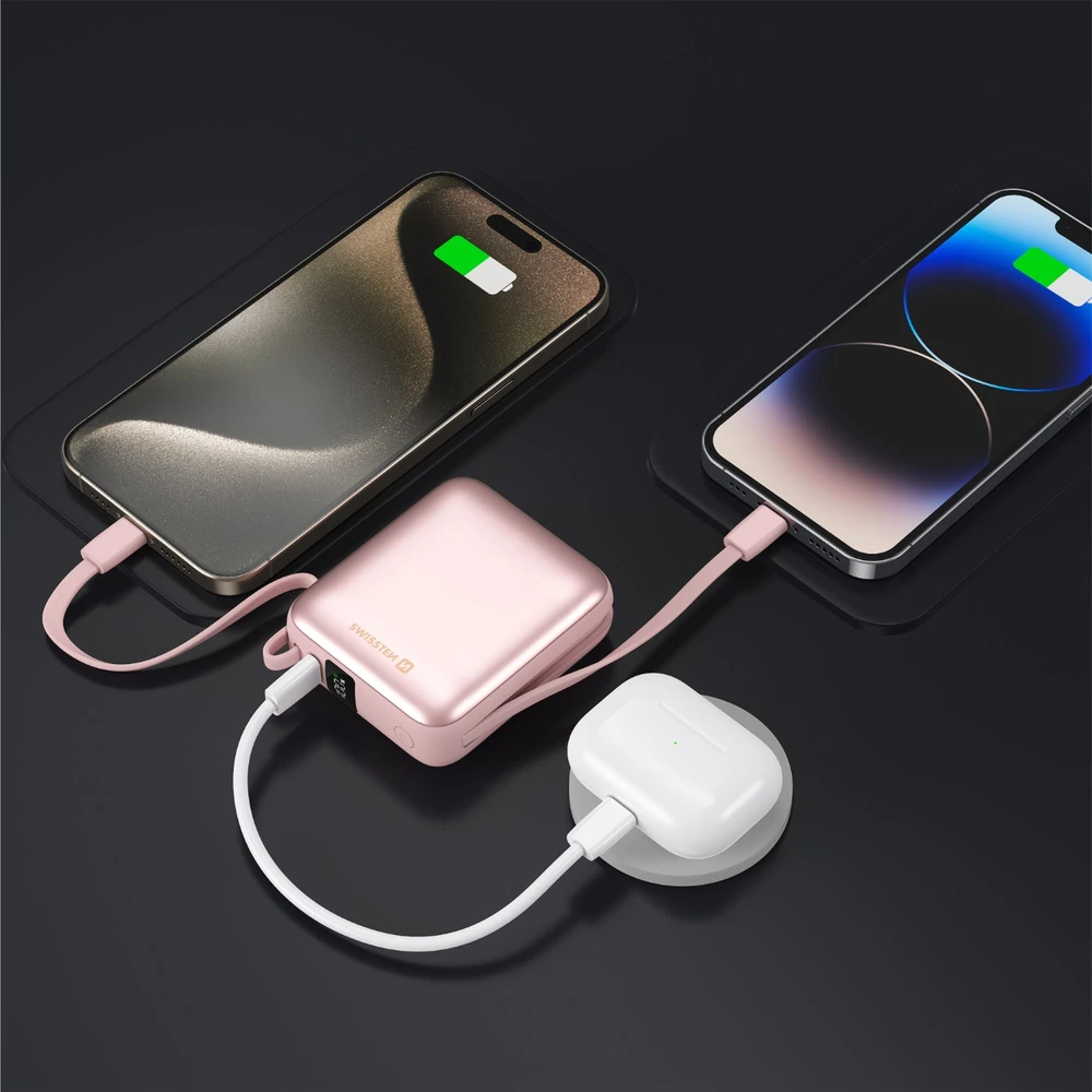 Powerbank Swissten SPACE 10000 mAh Rožinė