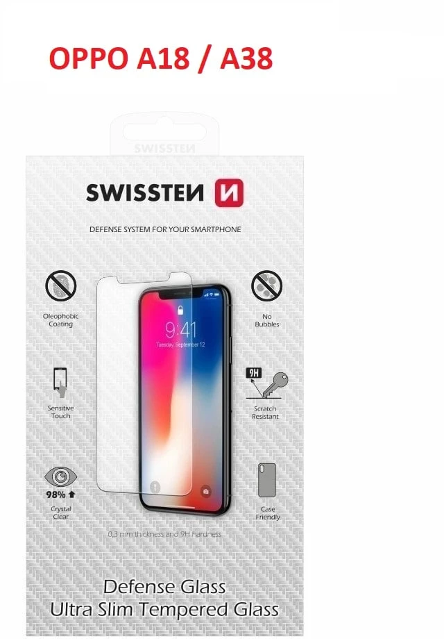 „Swissten“ itin plonas grūdintas stiklas, skirtas „Oppo A18“