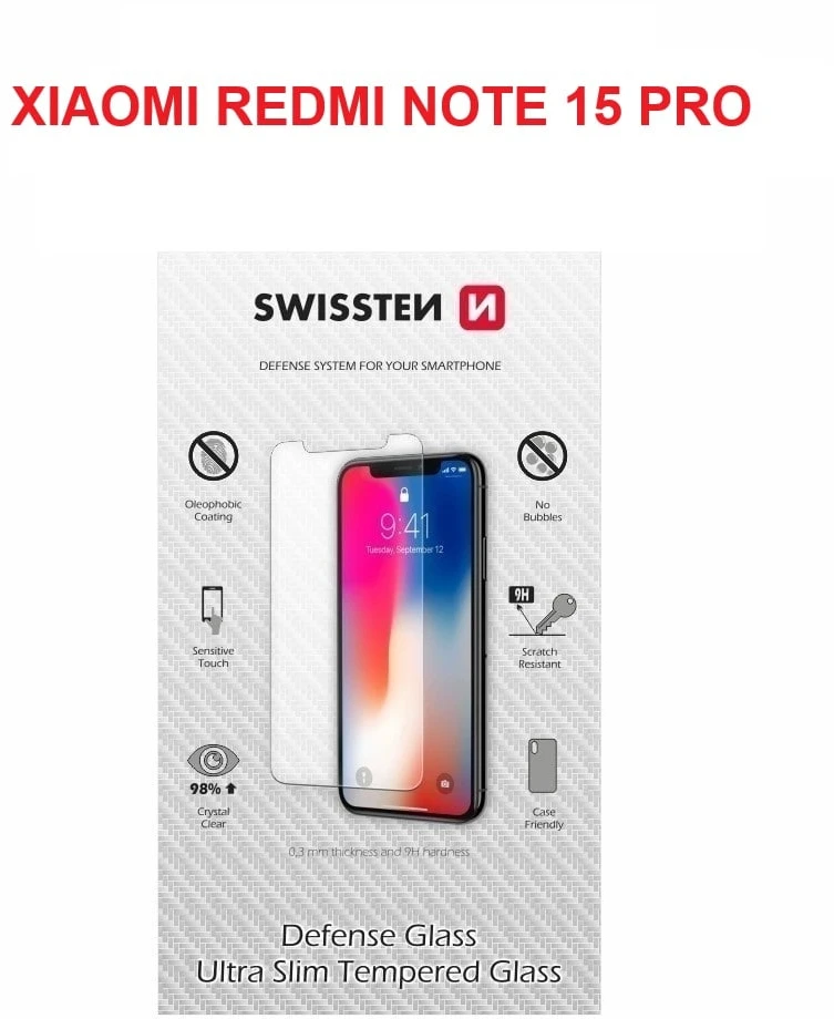 „Swissten“ itin plonas grūdintas stiklas, skirtas „Xiaomi Redmi Note 15 Pro 5G“
