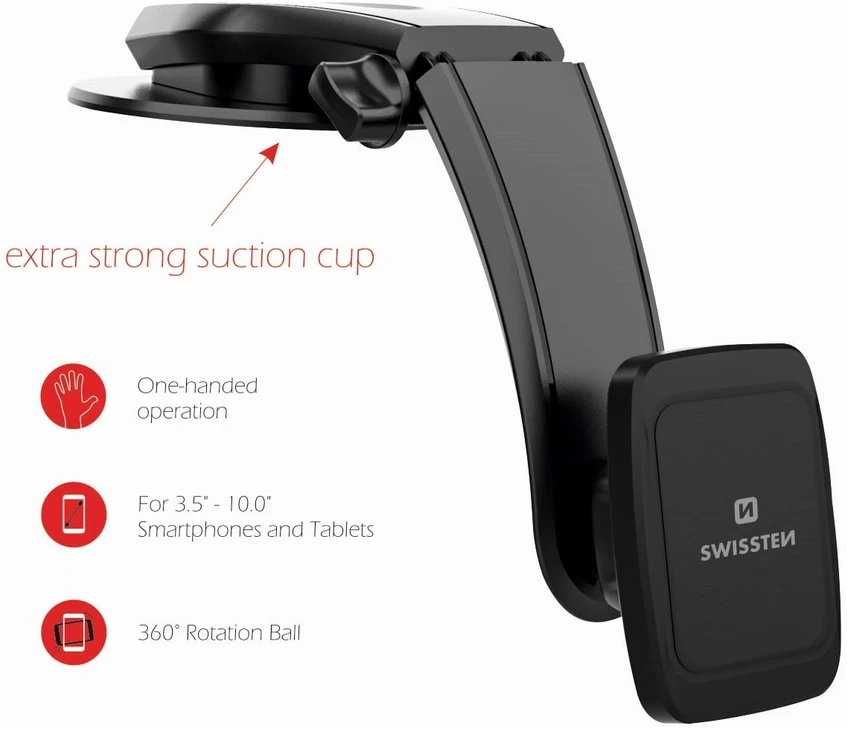 Swissten S-GRIP-M5-R1 Premium universalus magnetinis automobilio skydelio laikiklis