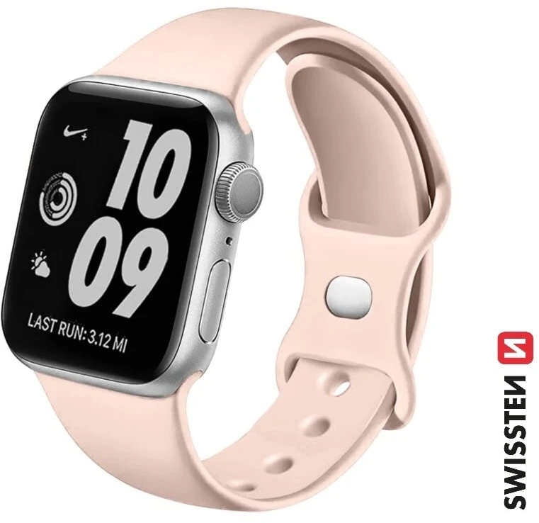 Swissten Išmaniojo laikrodžio Apple 1/2/3/4/5/6/SE silikoninis dirželis, Rožinės spalvos, 38/40mm