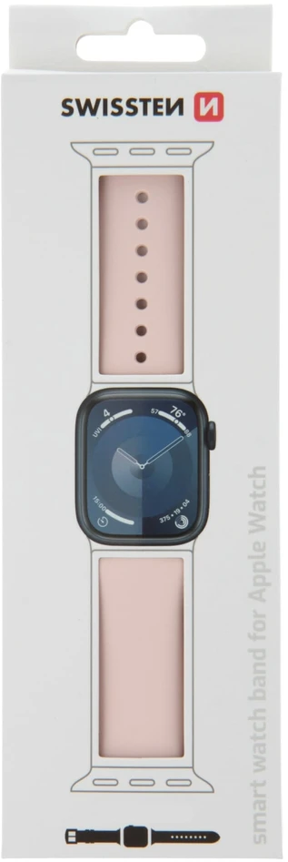 Swissten Išmaniojo laikrodžio Apple 1/2/3/4/5/6/SE silikoninis dirželis, Rožinės spalvos, 38/40mm