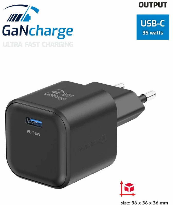 Swissten Kelioninis įkroviklis GaN USB-C 35W PD