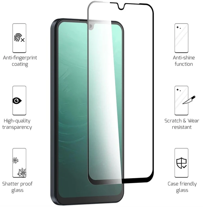 SWISSTEN CASE FRIENDLY apsauginis stiklas, skirtas „Samsung Galaxy S26 Plus 5G“, juodas