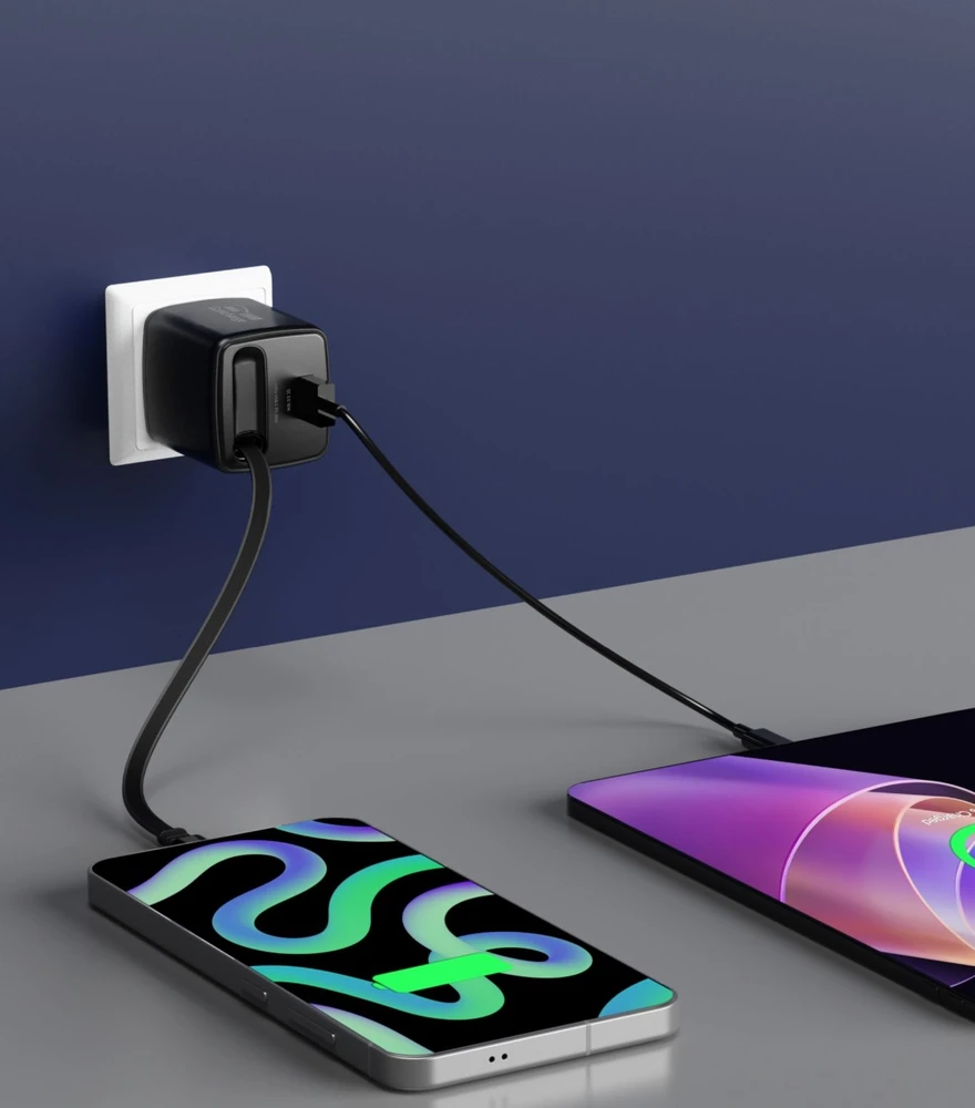 Įkroviklis Swissten SlideCHARGE GaN Adapteris sieciowy 1 USB-A 1 USB-C 30W