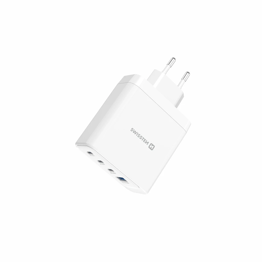 Įkroviklis Swissten SWISSTEN tinklo adapteris CORE GaN 100W, 4 prievadų, 2x USB-C PD 100W + 1x USB-C PD 20W + 1x US