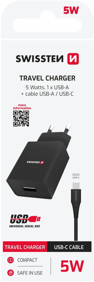 Swissten 1x USB-A 1 A įkroviklis (22064000)